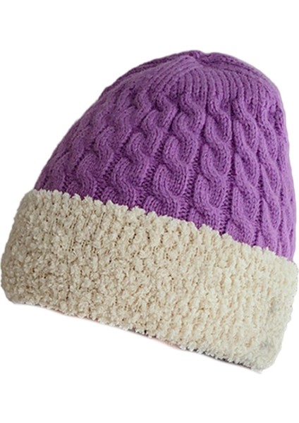 Kadınlar Şık Örgü Bere, Esnek Sıcaklık Eğimli Kalık Şapkalar Mor Için Yumuşak Şapkalar (Yurt Dışından)
