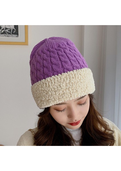Kadınlar Şık Örgü Bere, Esnek Sıcaklık Eğimli Kalık Şapkalar Mor Için Yumuşak Şapkalar (Yurt Dışından) modelleri