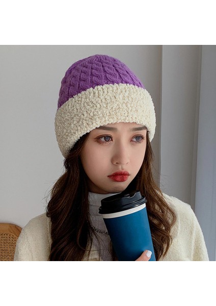 Kadınlar Şık Örgü Bere, Esnek Sıcaklık Eğimli Kalık Şapkalar Mor Için Yumuşak Şapkalar (Yurt Dışından) fırsatları