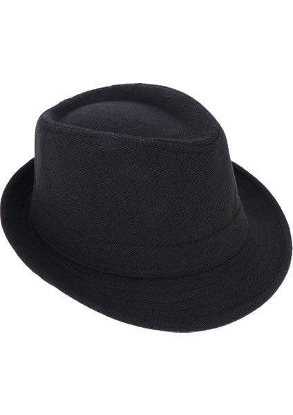 Yapılandırılmış Gangster Trilby Kumaşlı Klasik Manhattan Şapkası -, 58CM Siyah (Yurt Dışından)