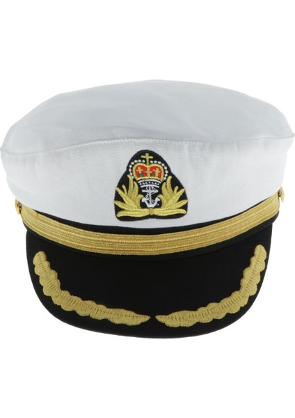 Donanma Pilot Kaptan Şapka Amiral Uçak Deniz Deniz Kruvaziyer Kostümü Şapka Beyaz Yetişkin (Yurt Dışından)