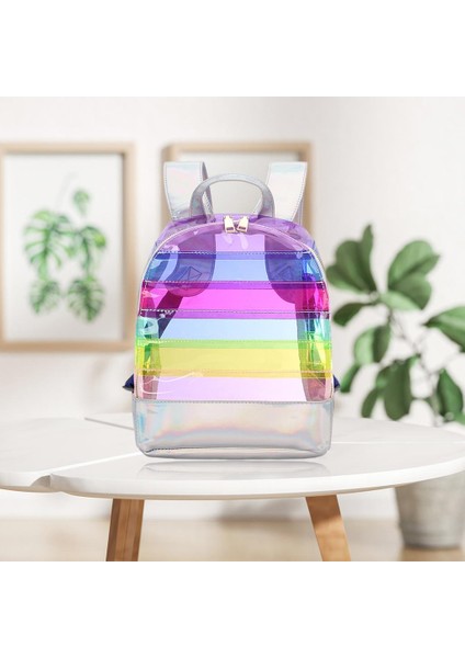 Holografik Temizle Sırt Çantası Su Geçirmez Şeffaf Omuz Çantası Casual Spor Mor (Yurt Dışından) fırsatları