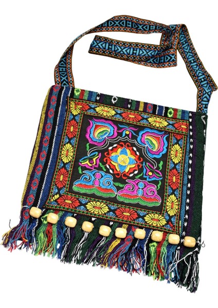 Bohemian Moda Omuz Çantası Sling Crossbody Çanta Parti Alışverişi Için Mavi 28.5cm (Yurt Dışından)
