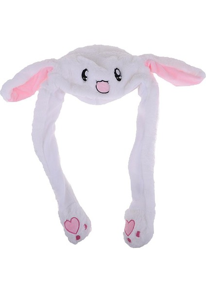 Yumuşak Peluş Earmuff Eşarp Şapkası Kawaii Tavşan Kulak Yükselen Kız Moda Hediyesi (Yurt Dışından)