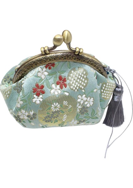 Klasik Toka Madeni Para Çantaları Çiçek Değişimi Tutucu Öpücük Kilit Enfes Cüzdan Açık Yeşil (Yurt Dışından)