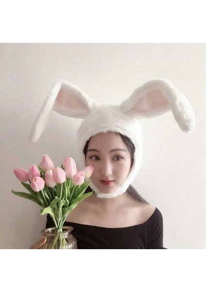 2x Bunny Kulakları Hood Şapka Beyaz Açık Mor Pamuk Yumuşak Selfie Yeni Yıl Için (Yurt Dışından)