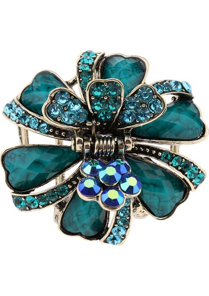 Kadın Kızlar Çiçek Kristal Rhinestone Saç Pençe Klipsi, Mavi Için Retro Saç Aksesuarları (Yurt Dışından) modelleri