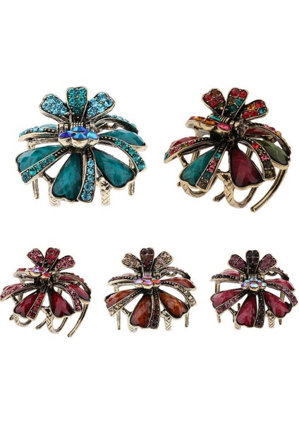 Vintage Rhinestone Saç Klip Çiçek Rhinestone Saç Pimleri Saç Pençesi Money Şampanya (Yurt Dışından) indirimleri