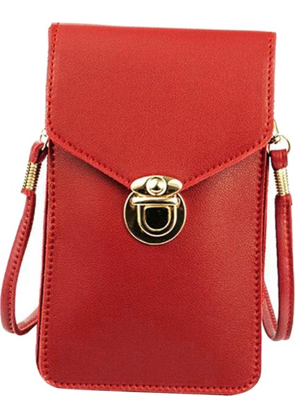 Kadınlar Crossbody Omuz Çantası Dokunmatik Ekran Telefon Çanta Cüzdan Kılıf Kırmızı (Yurt Dışından)