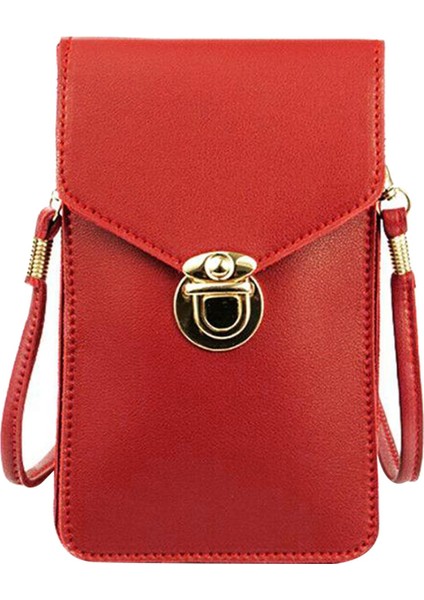 Kadınlar Crossbody Omuz Çantası Dokunmatik Ekran Telefon Çanta Cüzdan Kılıf Kırmızı (Yurt Dışından)