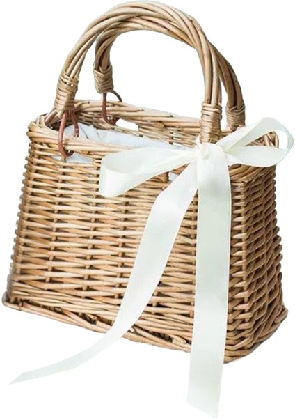 Bayan Kızlar Hasır Çanta Yaz Plaj Rattan Sepet Tote Çanta Plaj Çanta Dikdörtgen (Yurt Dışından)