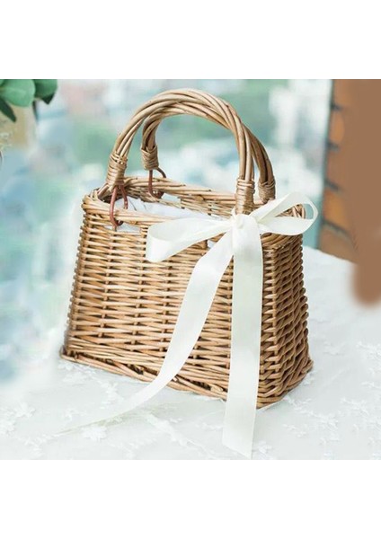 Bayan Kızlar Hasır Çanta Yaz Plaj Rattan Sepet Tote Çanta Plaj Çanta Dikdörtgen (Yurt Dışından) indirimleri