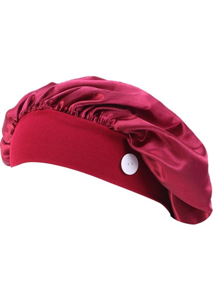 Bayan Erkek Saten Saten Scrub Doktor Hemşire Beanie Hat Chemo Hat Uyku Bonnet Şarap Kırmızı (Yurt Dışından)