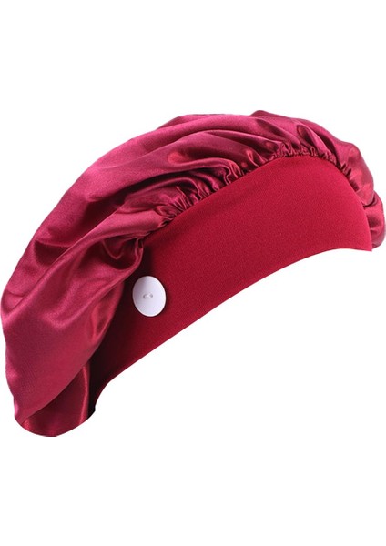 Bayan Erkek Saten Saten Scrub Doktor Hemşire Beanie Hat Chemo Hat Uyku Bonnet Şarap Kırmızı (Yurt Dışından) modelleri