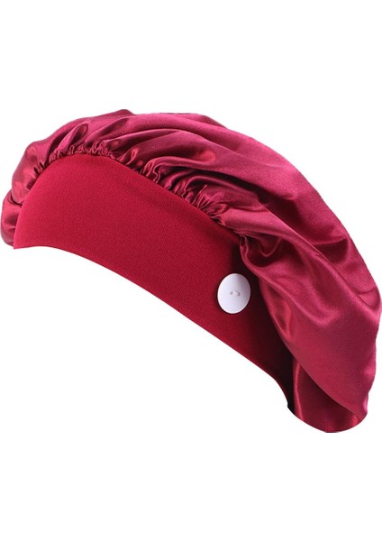 Bayan Erkek Saten Saten Scrub Doktor Hemşire Beanie Hat Chemo Hat Uyku Bonnet Şarap Kırmızı (Yurt Dışından) indirimleri