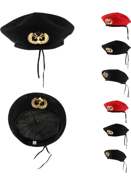 Retro Örgü Katı Denizci Şapka Mariner Kaptan Kostüm Yetişkin Çocuklar 56CM Kırmızı Oktagram (Yurt Dışından) indirimleri