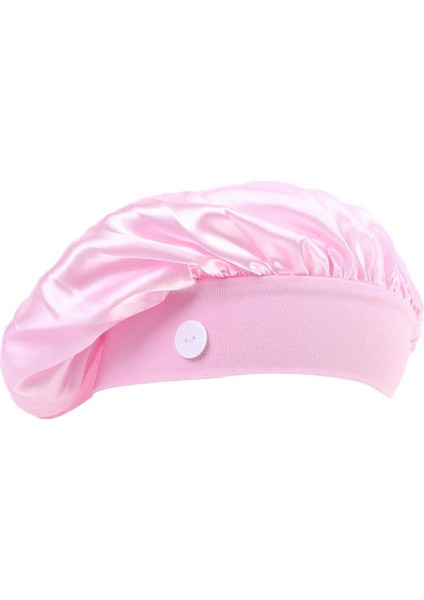 Bayan Erkek Silk Scrub Beanie Şapka Kemo Şapka Bonnet Yan Düğmeleri Pembe (Yurt Dışından) modelleri