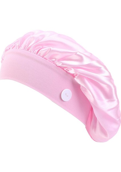 Bayan Erkek Silk Scrub Beanie Şapka Kemo Şapka Bonnet Yan Düğmeleri Pembe (Yurt Dışından) fırsatları