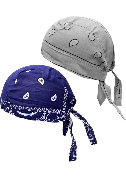 Bisiklet Korsan Şapkaları Bandana Beanie Kask Astar Baş Sargısı Fular Mavi Açık Gri (Yurt Dışından)