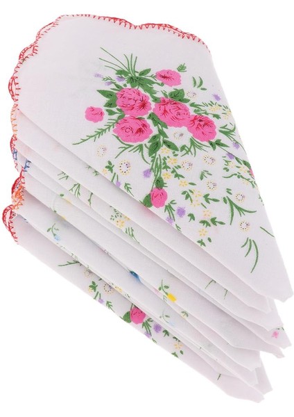 10PCS Kadın/kızlar Vintage Çiçek Pamuk Mendiller Hanky Wavy Kenar ile (Yurt Dışından)