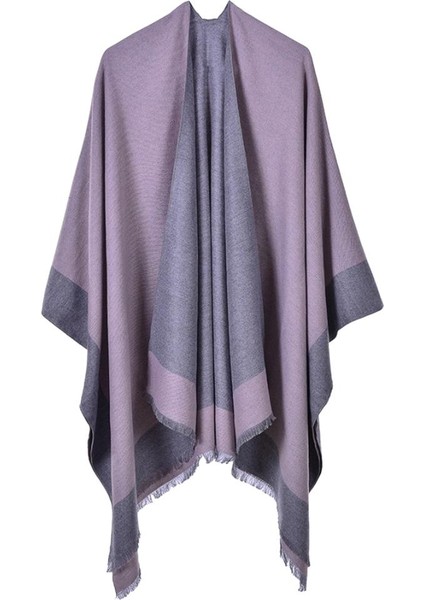 Kadınların Şal Sarısı Tersinir Poncho Cape Büyük Boy Kimono Hırka Pembesi (Yurt Dışından)