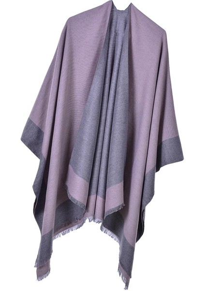 Kadınların Şal Sarısı Tersinir Poncho Cape Büyük Boy Kimono Hırka Pembesi (Yurt Dışından)