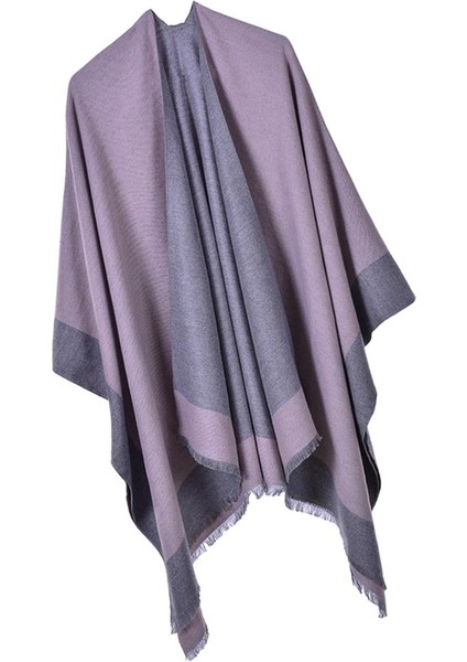 Kadınların Şal Sarısı Tersinir Poncho Cape Büyük Boy Kimono Hırka Pembesi (Yurt Dışından)