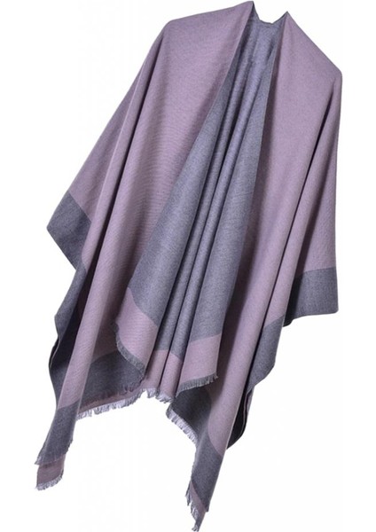 Kadınların Şal Sarısı Tersinir Poncho Cape Büyük Boy Kimono Hırka Pembesi (Yurt Dışından)