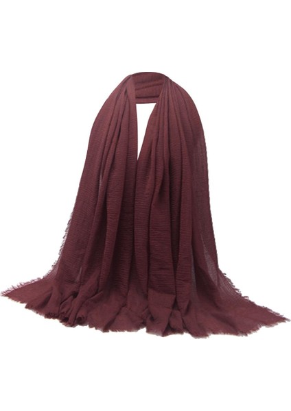 Kadınların Şık Rahat Pamuklu Uzun Eşarp Hijab Şal Türban Baş Atkalları Şarap Kırmızı (Yurt Dışından) modelleri