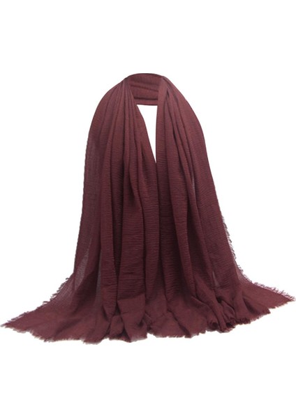 Kadınların Şık Rahat Pamuklu Uzun Eşarp Hijab Şal Türban Baş Atkalları Şarap Kırmızı (Yurt Dışından) fırsatları