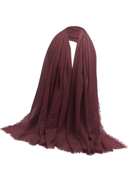 Kadınların Şık Rahat Pamuklu Uzun Eşarp Hijab Şal Türban Baş Atkalları Şarap Kırmızı (Yurt Dışından) indirimleri