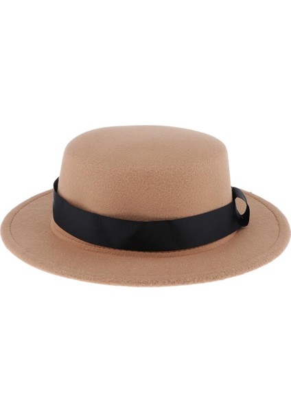 Klasik Fedora Şapkası Geniş Brim Dome Top Caz Şapka Erkekler Derby Trilby Hat Bowler Khaki (Yurt Dışından) fırsatları