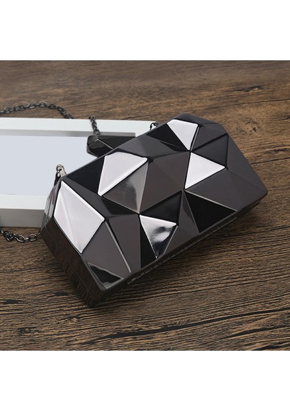 Zarif Akşam Çanta Debriyaj Çantası Bayanlar Parti Blacka Için Benzersiz Elmas Şekil Tasarımı (Yurt Dışından) modelleri