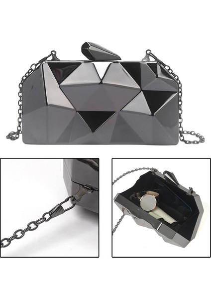 Zarif Akşam Çanta Debriyaj Çantası Bayanlar Parti Blacka Için Benzersiz Elmas Şekil Tasarımı (Yurt Dışından) fırsatları
