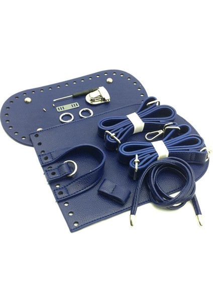 Deri Torba Dip Mat Pedi Flep Kapağı Çekme Torbası Toka Çanta Parçaları Mavi (Yurt Dışından)