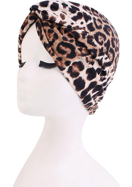 Kemo Kapaklar Baskı Elastik Beanie Başörtüsü Kapağı Şapka Türban Şapkası Başwrap Leopar (Yurt Dışından)
