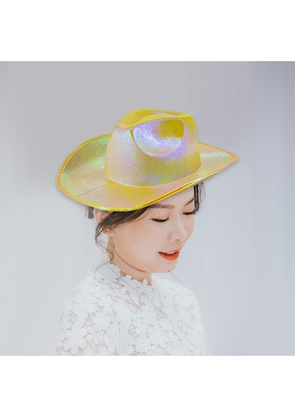 Kovboy Parti Şapka Parlak Komik Şapkalar Cowgirl Şapka Rave Kapakları Karnaval Disko Sarı (Yurt Dışından) fırsatları
