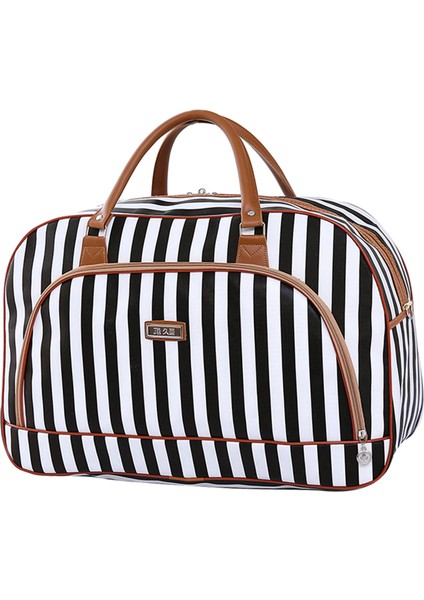 20L Lady Pu Gece Seyahat Hafta Sonu El Bagaj Tote Çanta Su Geçirmez - Siyah Beyaz Çizgiler (Yurt Dışından) modelleri