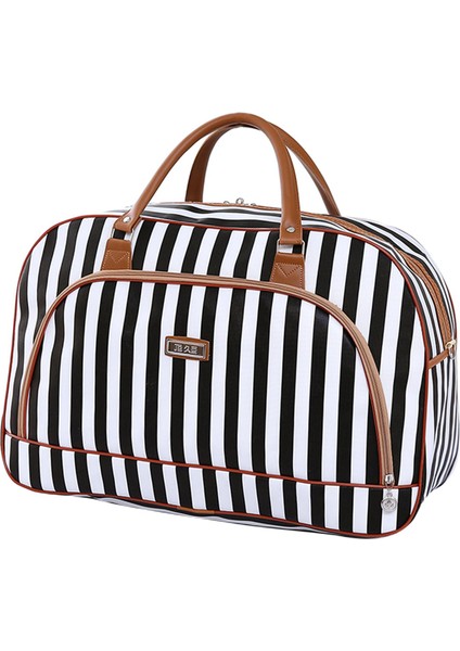 20L Lady Pu Gece Seyahat Hafta Sonu El Bagaj Tote Çanta Su Geçirmez - Siyah Beyaz Çizgiler (Yurt Dışından) fırsatları