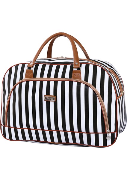 20L Lady Pu Gece Seyahat Hafta Sonu El Bagaj Tote Çanta Su Geçirmez - Siyah Beyaz Çizgiler (Yurt Dışından) indirimleri