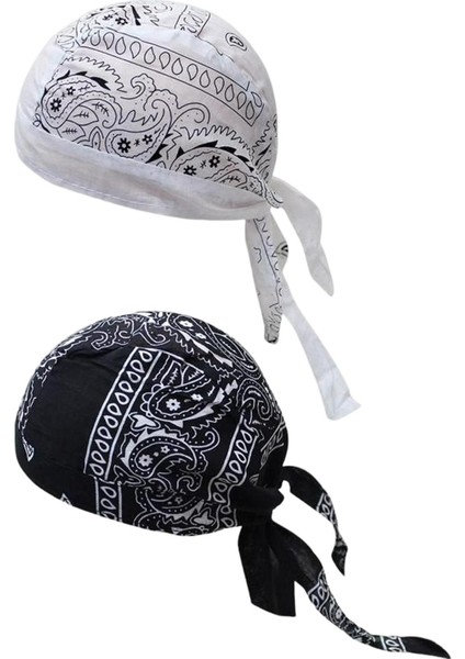 Bisiklet Korsan Şapkaları Bandana Beanie Kask Astar Baş Sargısı Beyaz Siyah (Yurt Dışından)