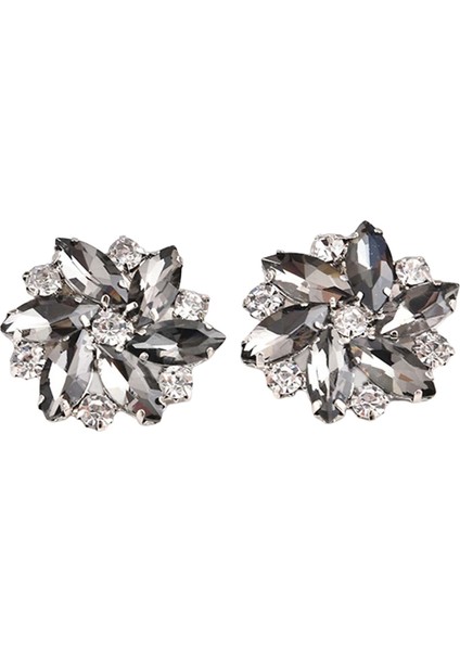 2x Rhinestone Ayakkabı Klipsleri Düğün Kristal Ayakkabı Toka Takı Gelin Broşlar Gri (Yurt Dışından)