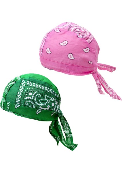 Bisiklet Korsan Şapkaları Bandana Beanie Kask Astar Baş Sargısı Yeşil Pembe (Yurt Dışından)