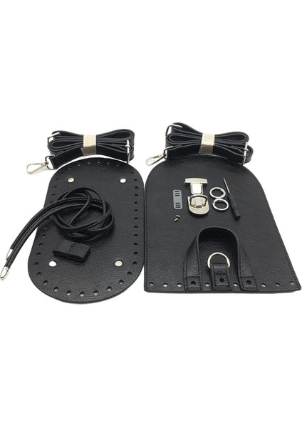 Deri Torba Dip Mat Pedi Flep Kapağı Çekme Çantası Toka Çanta Yapım Parçaları Siyah (Yurt Dışından)