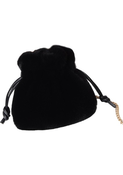 Crossbody Çanta Çanta Debriyaj Çanta Sling Çanta Kızlar Için Peluş Omuz Çantası Siyah (Yurt Dışından)