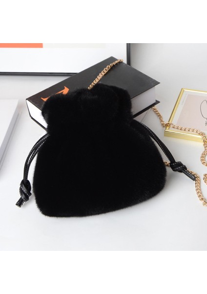 Crossbody Çanta Çanta Debriyaj Çanta Sling Çanta Kızlar Için Peluş Omuz Çantası Siyah (Yurt Dışından) modelleri