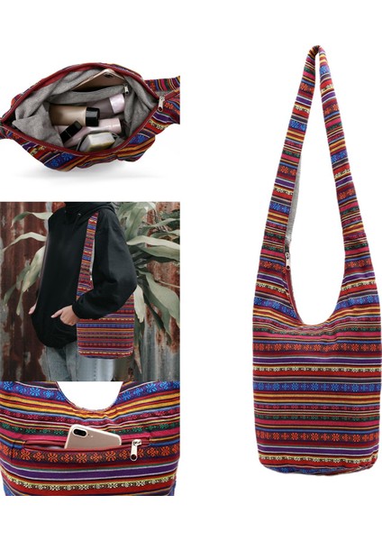 Hobo Sling Çanta Çantalar Messenger Crossbody Omuz Çantası Cep Makrome Çanta Şarap Kırmızı (Yurt Dışından) fırsatları