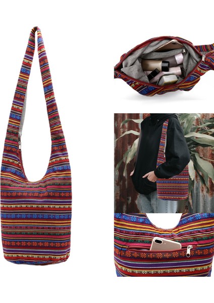 Hobo Sling Çanta Çantalar Messenger Crossbody Omuz Çantası Cep Makrome Çanta Şarap Kırmızı (Yurt Dışından) indirimleri