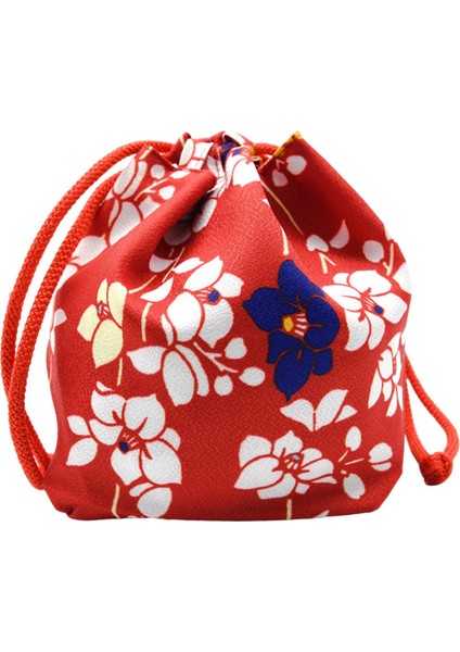 Japon Çanta Yukata Makyaj Sikke Çanta Ev Öğle Yemeği Çantası Tote Kılıfı Kırmızı (Yurt Dışından)