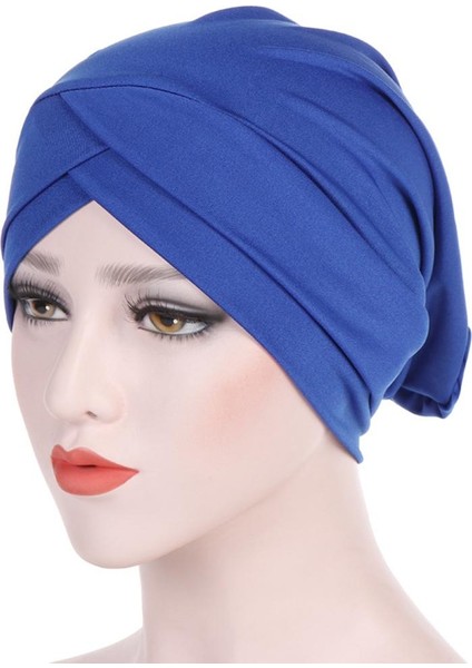 Streç Ipeksi Bere Şapkası Kemo Türban Hijab Atışı Fuar Şapka Gece Kaput Mavi (Yurt Dışından)